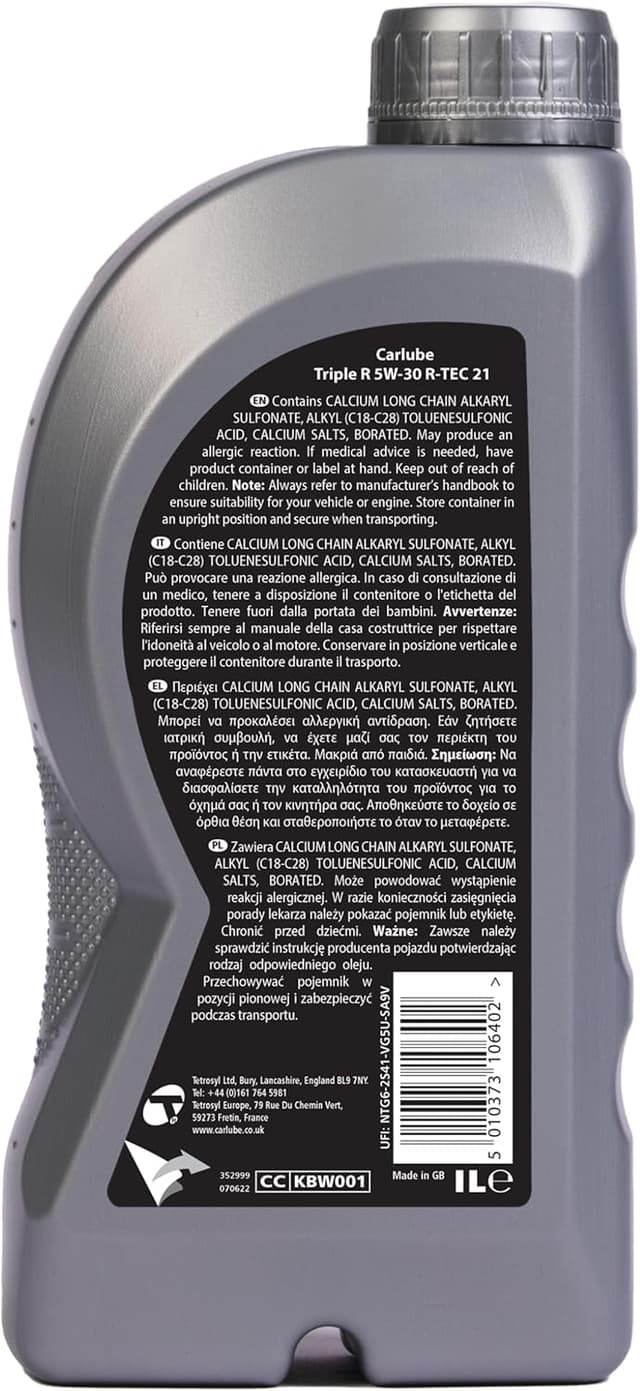 Detalle 2 de Carlube 5W-30 R-Tec 21 1L aceite motor
