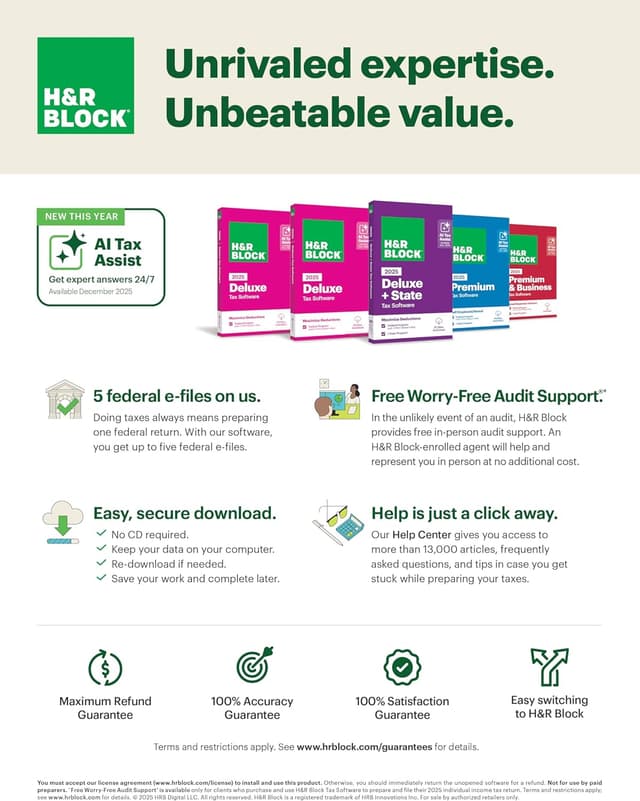 Thumbnail 2 de H&R Block Deluxe 2025 Tax Software 🧾