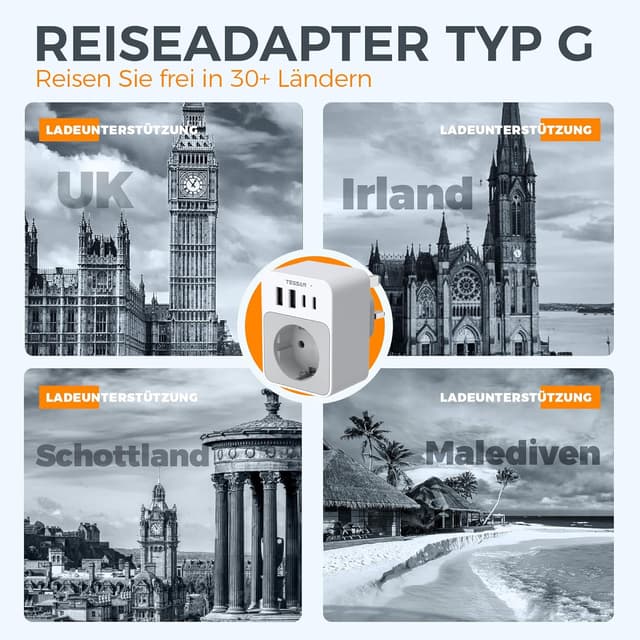 Detalle de TESSAN Adaptador Enchufe UK 3250W