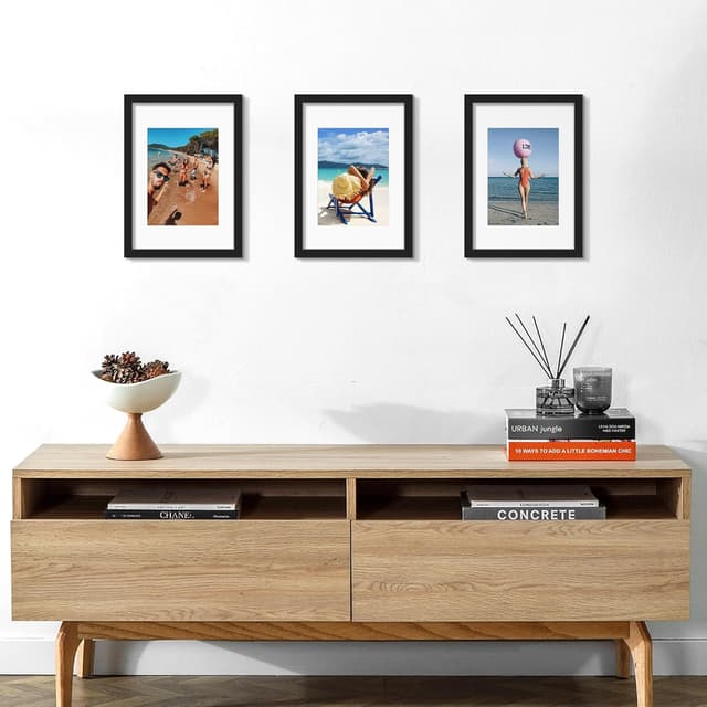 Detalle 2 de upsimples 3er Set Bilderrahmen A4 aus Kunststoff – schwarz, für Kinderzeichnungen & Poster