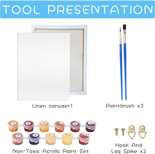 Detalle de Reofrey Framed Paint by Numbers Kit for Adults & Beginners (20x30cm) — Canvas Deer Animals