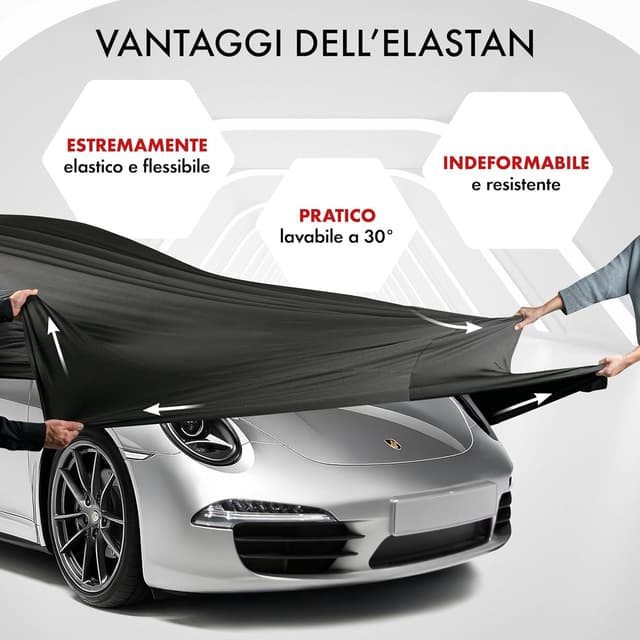 Detalle de WALSER Premium Telo Copriauto da Interno Stretch Plus Elasticizzato e Antipolvere (Misura 2) Nero