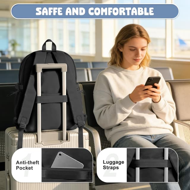 Thumbnail 6 de BOXSAM Schulrucksack für Teenager (24 Liter) – wasserabweisend, mit Laptopfach bis 14 Zoll, schwarz