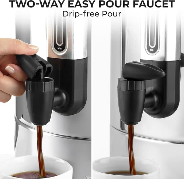 Thumbnail 6 de Zulay Commercial Grade 100-Cup Coffee Maker Hot Water Urn (Double-Wall Stainless Steel) — Large Percolator Pot Dispenser in Silver