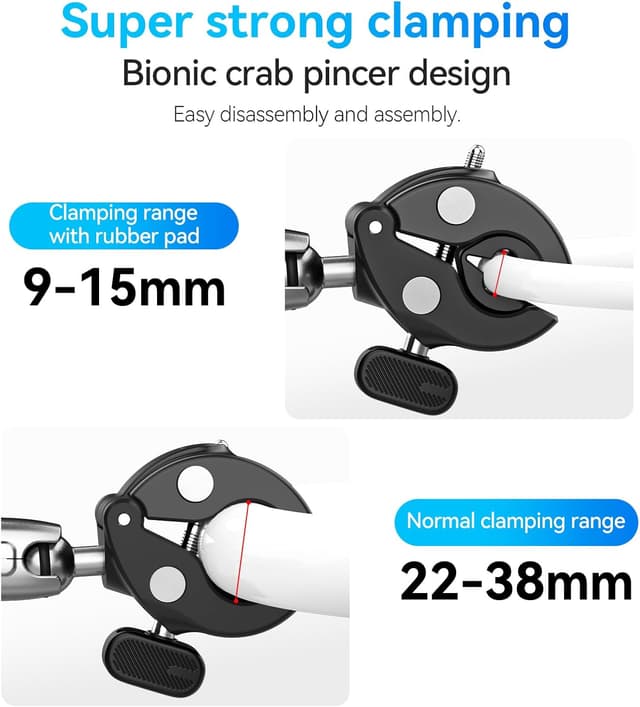 Detalle de TELESIN Double Clamp Halterung 22–38 mm