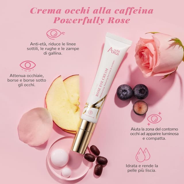 Detalle 2 de ANAiRUi Crema Occhi alla Caffeina e Rosa per occhiaie, occhio gonfio e borse