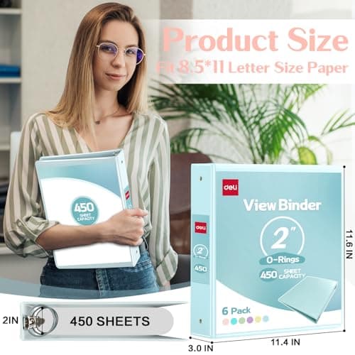Detalle 2 de Deli 2-inch 3-Ring Binder, 450-Sheet Capacity