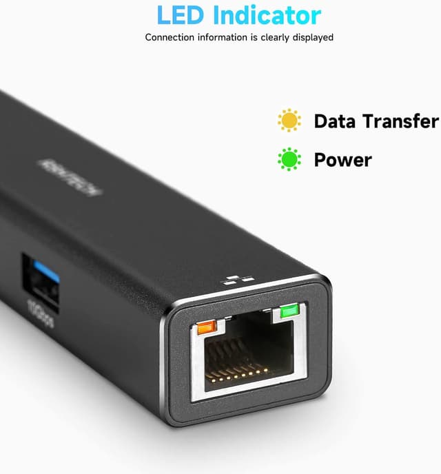Detalle 2 de RSHTECH USB-C Hub with Ethernet Adapter 4‑Port USB 3.2 Data Hub