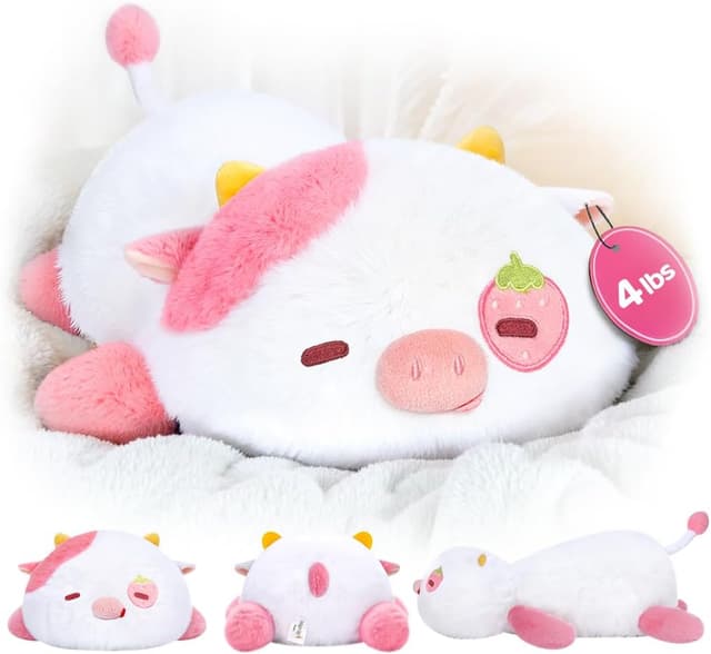 Detalle de Mewaii Weighted Stuffed Animal Plush Weighted Strawberry Cow (23 inch)