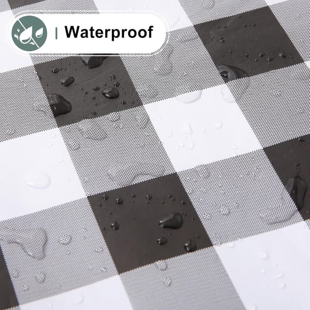 Detalle de misaya Square Waterproof Vinyl Table Cloth with Flannel Back, Black and White (54 x 54 in)