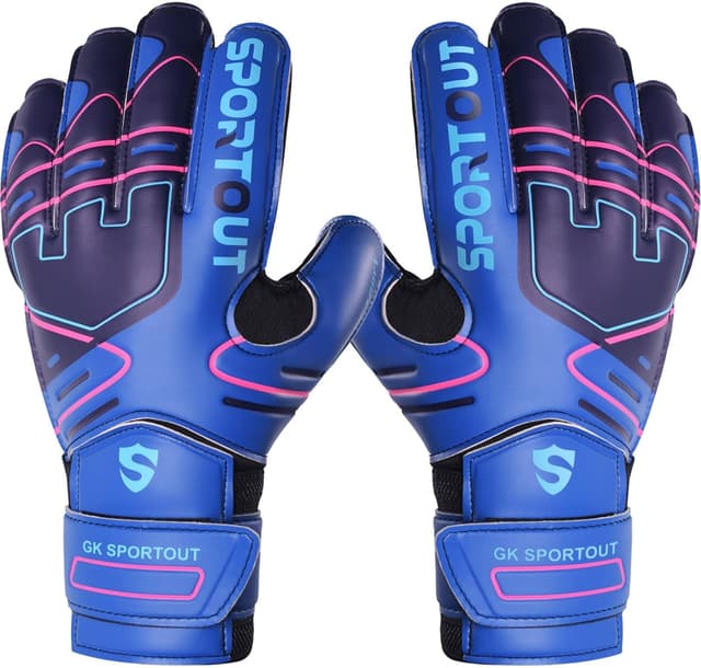 Detalle de Sportout Youth & Adult Goalie Goalkeeper Gloves with Finger Protection and 4+3MM Latex Grip
