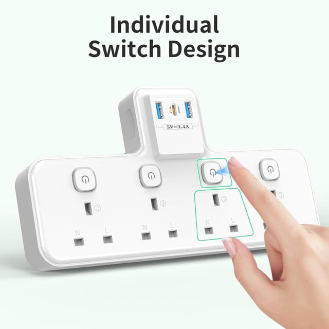 Detalle 2 de PASSUS Plug Extension Socket PD 20W, 4-way Surge Protector ๐