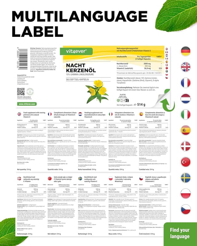 Thumbnail 6 de Nachtkerzenöl 365 Kapseln Hochdosiert 2000 mg