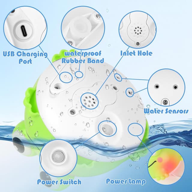 Detalle de Withosent Frosch-Badewannenspielzeug mit automatischem Wasserspray und LED-Licht (wiederaufladbar, IPX8)