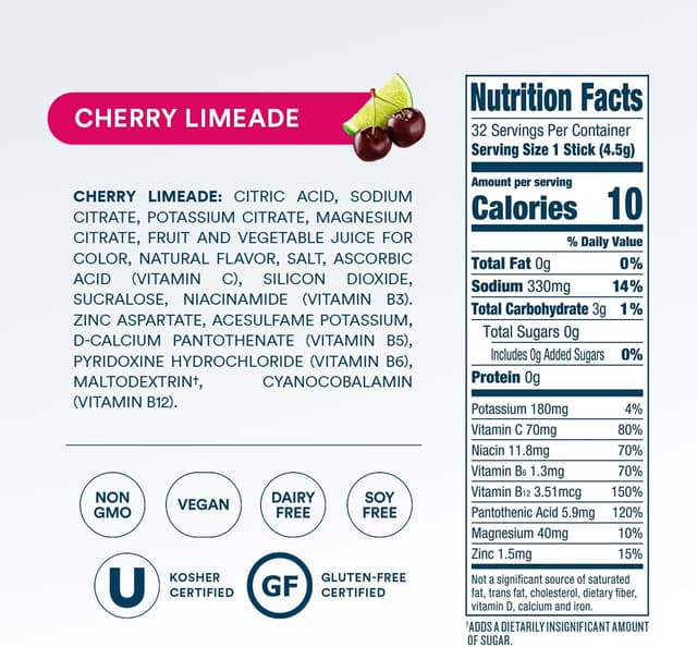 Thumbnail 4 de DripDrop Zero Cherry Limeade 32 Sticks 🍹