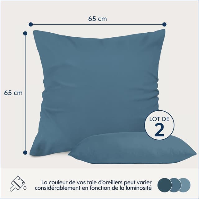 Thumbnail 1 de Dreamzie Taie Oreiller 65x65 Lot de 2 Microfibre