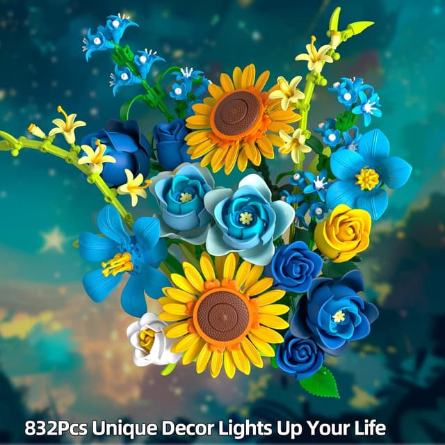 Thumbnail 5 de Blue Rose Starry Blooms 832-piece Bouquet