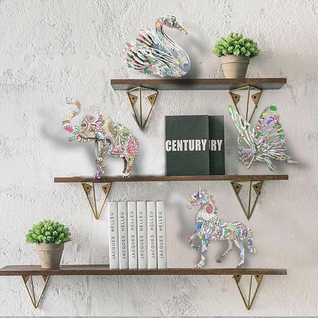 Detalle de Jiaweixiang 3D Animal Colouring Puzzle Set with 12 Gel Markers (4 puzzles, ages 5–12)