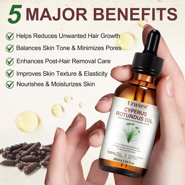 Detalle de Olio di Cyperus Rotundus 60 ml: trattamento post-depilazione per ridurre i peli e affinare i pori