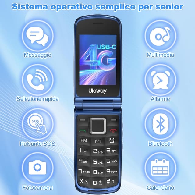 Detalle 2 de CHAKEYAKE telefono 4G per anziani Dual SIM