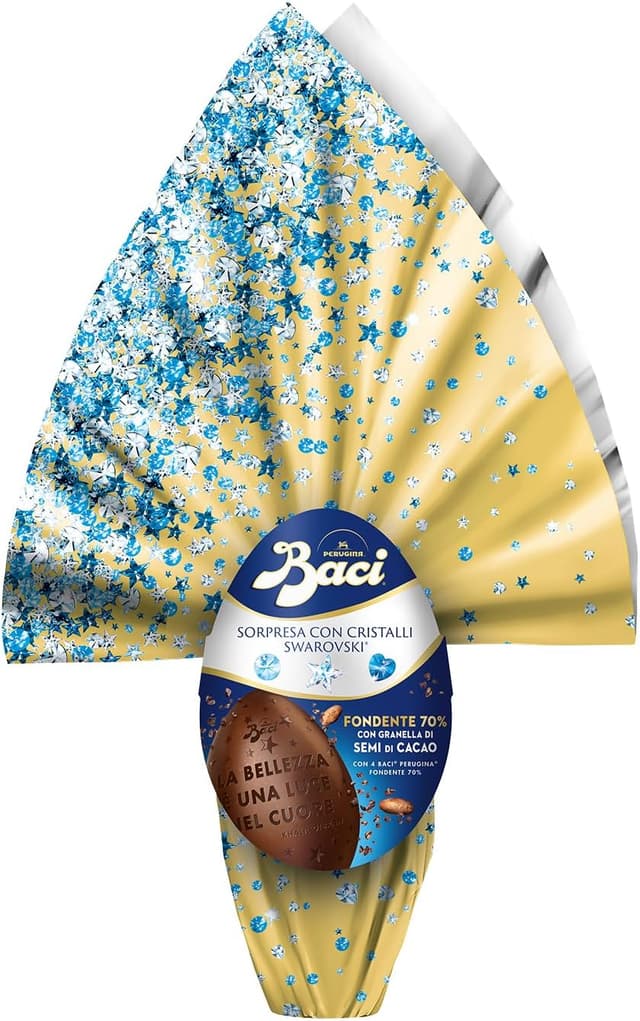 Detalle 2 de Baci Perugina Uovo di Pasqua 2026 Fondente 70% con sorpresa Swarovski e 4 cioccolatini da 310 g