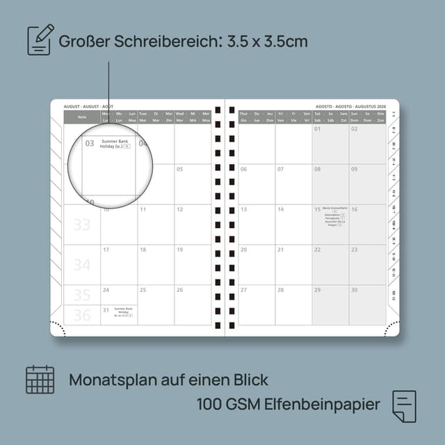 Detalle de POPRUN Kalender 2026 Buchkalender 21,5×16 cm 📅