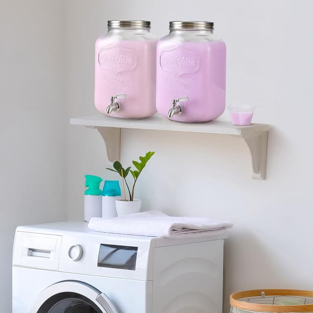 Thumbnail 6 de 2 Gallon Glass Beverage Dispenser with 18/8 Stainless Steel Spigot and Lid