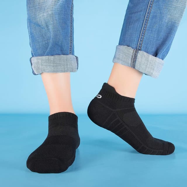 Detalle 2 de Coskefy Thick Cushion Ankle Anti-Blister Running Socks (6 Pairs) – Cotton Trainer Sports Socks