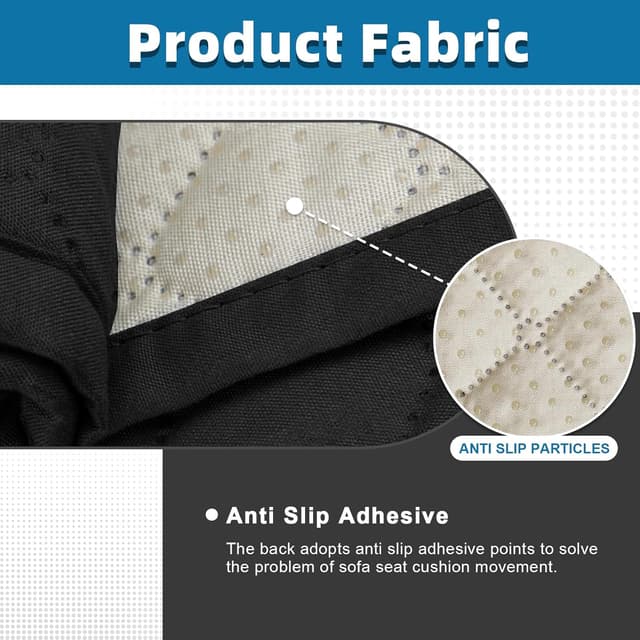 Thumbnail 3 de Jaotto Copridivano impermeabile trapuntato 3 posti con braccioli e tasche laterali, nero