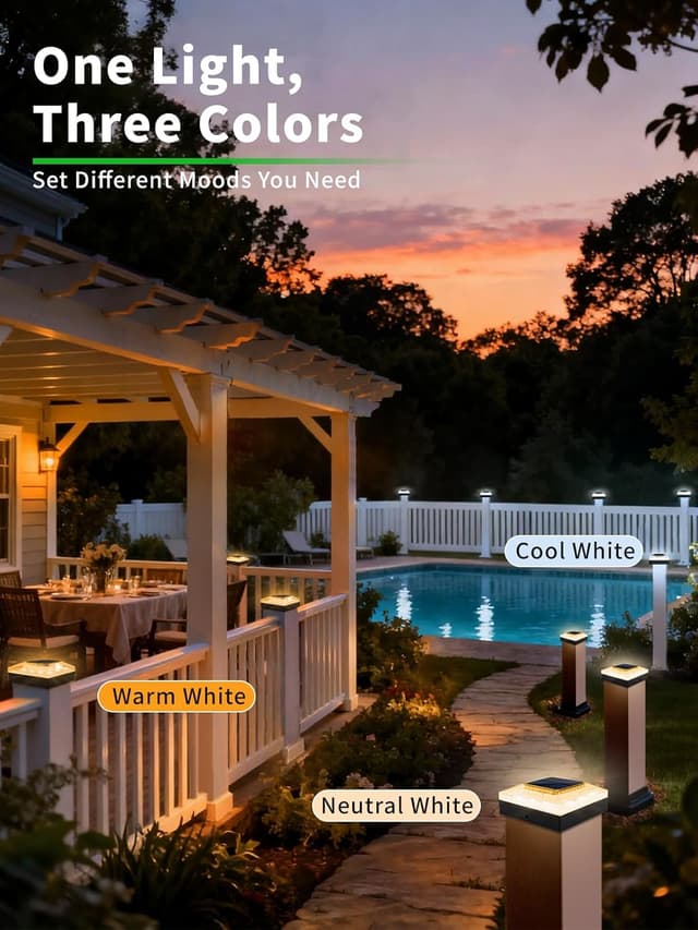 Thumbnail 6 de ROMANJOY 4x4 Solar Post Lights (4 Pack) with 3 Colours & 2 Brightness Levels