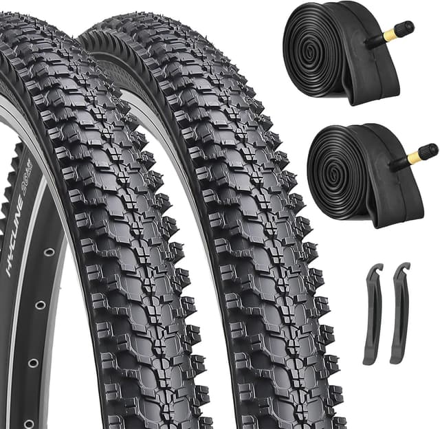 Detalle de Hycline 2-Pack Mountain Bike Tires Set (26x1.95) with Inner Tubes & Tire Levers