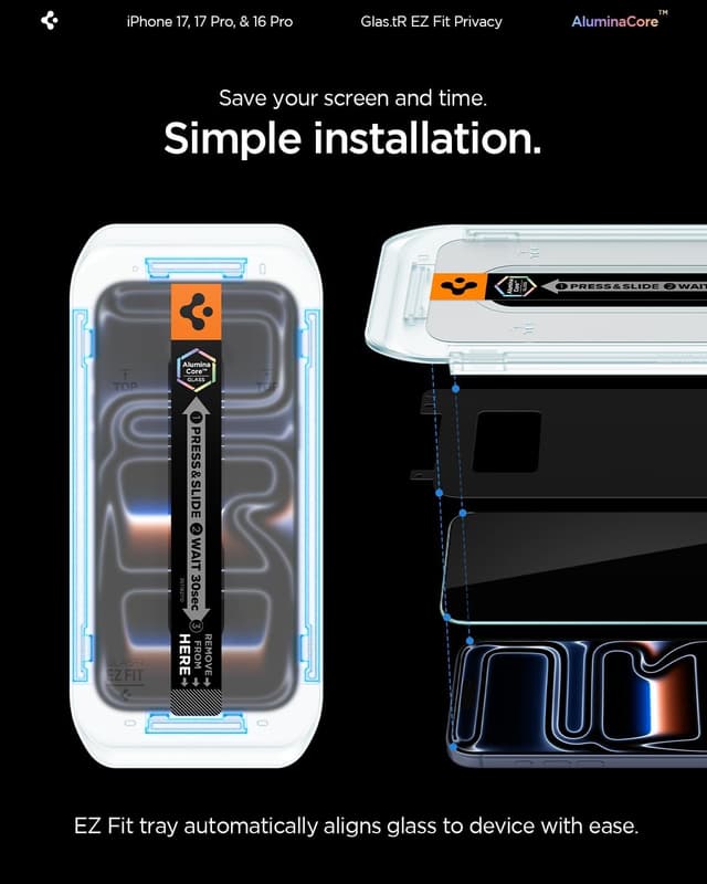 Thumbnail 4 de Spigen Glas.tR EZ Fit vetro temperato privacy 2 pezzi per iPhone