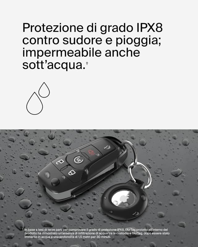 Detalle 2 de Belkin Secure Holder impermeabile con anello portachiavi per Apple AirTag (custodia protettiva) – Nero
