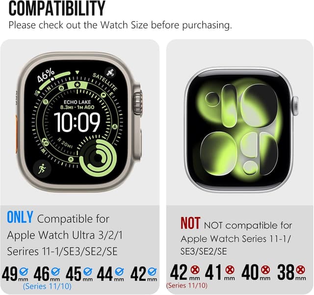 Detalle de Bracelet sport robuste KADES en TPU/FKM pour Apple Watch Ultra 3/2/1 et Series (49 à 42 mm)