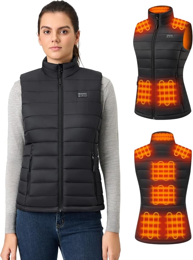 Detalle de Hecusma Heizweste Damen mit 16000 mAh Powerbank für Skifahren