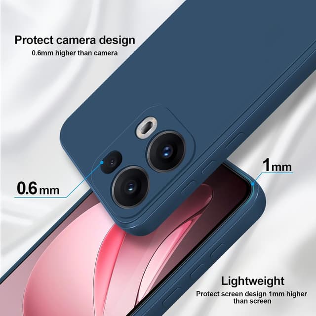 Detalle de GiiYoon Silky-Soft Touch Silicone Case for Oppo Reno 13 Pro (TPU, shockproof) – Blue