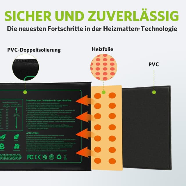 Detalle de NAMOTEK Anzucht-Station 5-teilig inkl. Wärmematte & Abdeckhauben – Keimungsset für bis zu 60 Zellen