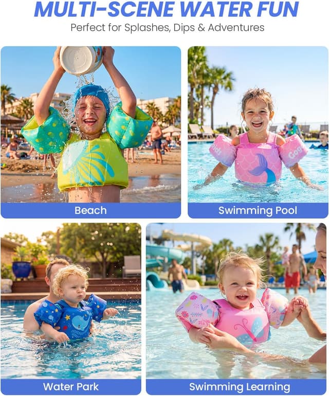 Detalle 2 de Gogokids Toddler Swim Vest (24–66 lbs) with Adjustable Fit and Water Wings Floaties