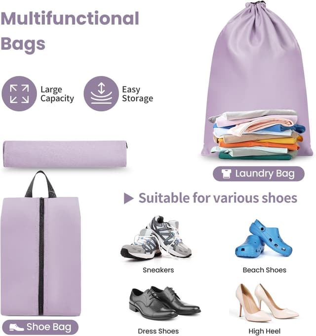 Detalle 2 de Prezon 8-Piece Packing Cubes Set (Purple) for Suitcase Travel Organisers