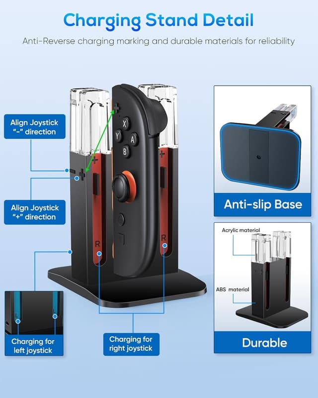 Detalle de Switch 2 Ladestation für Joy-Con 2 (2025) – 4-fach Ladesockel mit LED-Anzeige