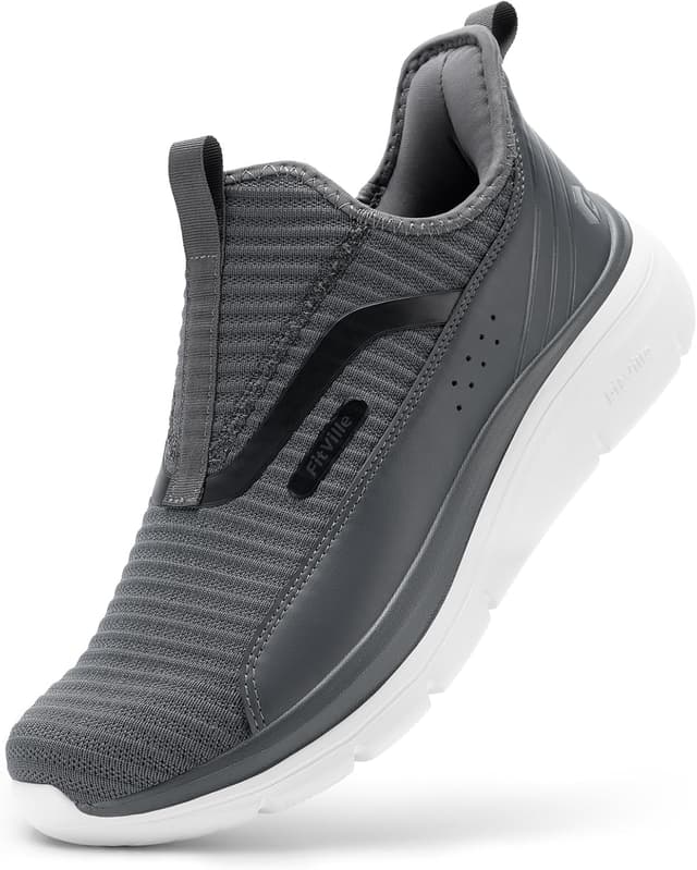 Detalle de FitVille Men’s Wide Fit Slip-On Trainers (Extra Wide) with ArchCore Insoles