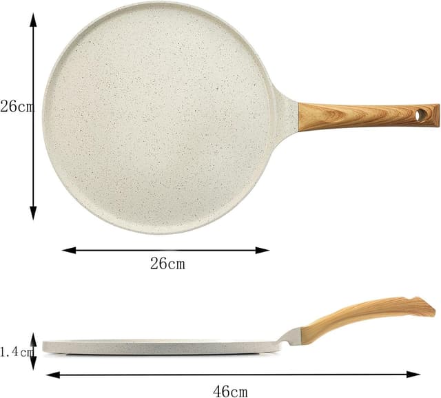 Detalle de SENSARTE Weiß Keramik Crepe Pfanne 26 cm – Antihaft-Omelettpfanne für Crêpes, induktionsgeeignet