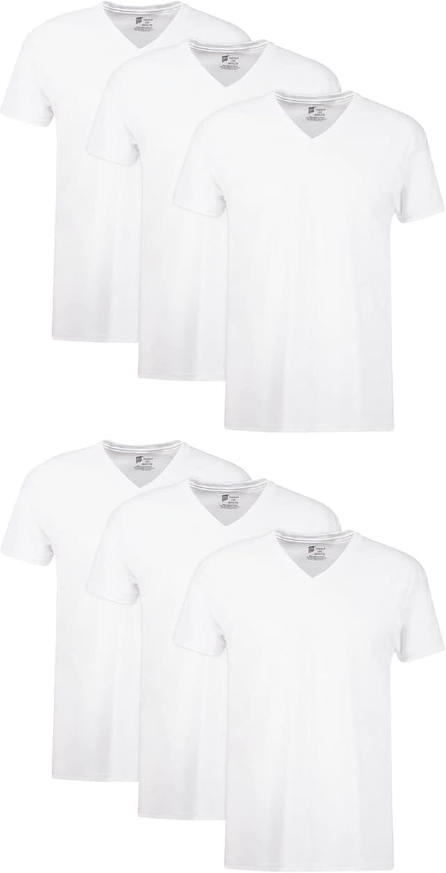 Detalle de Hanes Men’s V-Neck Cotton Moisture-Wicking Undershirt 12-Pack