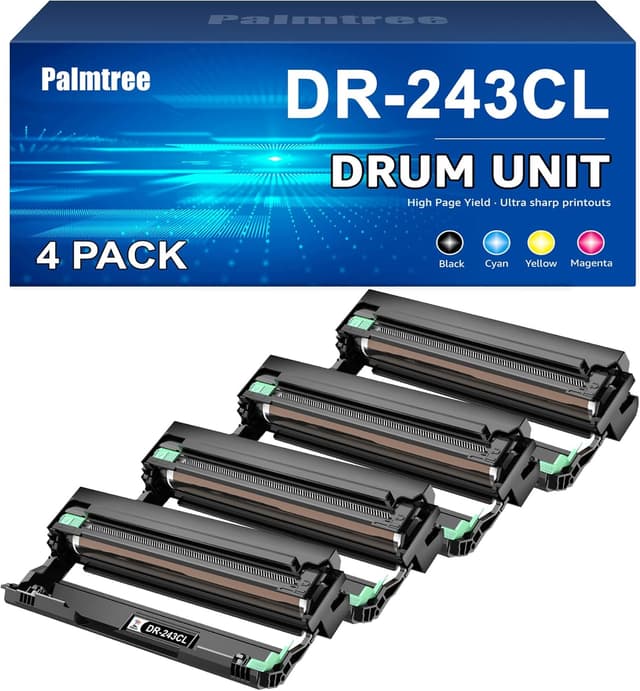 Detalle de Palmtree 4x DR-243CL Trommeleinheiten (BK, C, M, Y) für Brother MFC-L3700 & DCP-L3500 Serie