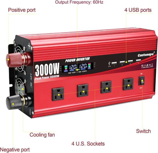 Thumbnail 1 de Cantonape 3000W Power Inverter 12V to 120V ⚡