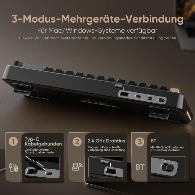 Detalle de RedThunder K65 Kabellose 4000 mAh Gaming Tastatur
