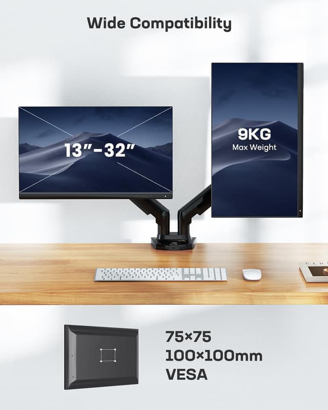 Detalle 2 de HUANUO Soporte Monitor Doble Brazo ⏏️ 13-32" VESA 360°