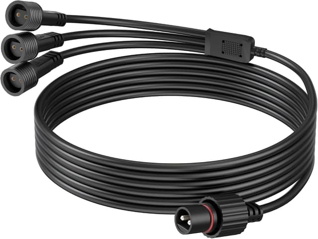 Detalle de Dalugo 5M Extension Cable with 3 Splitter Connectors (IP65) for Outdoor Christmas Lights