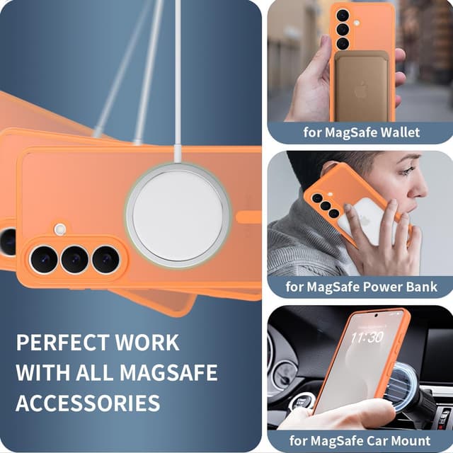 Detalle 2 de ANLYGOLD Coque magnétique MagSafe pour Samsung Galaxy S26 5G avec protection caméra (orange)