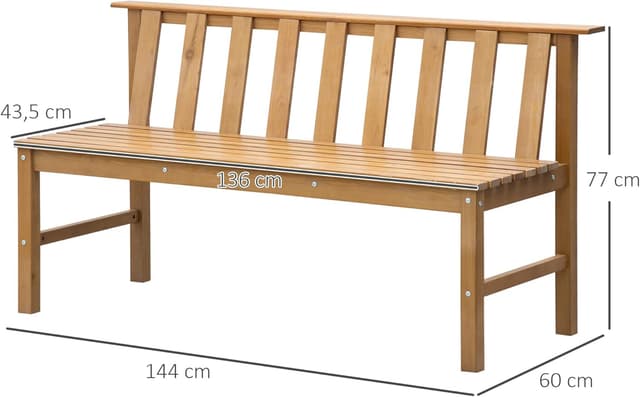 Detalle de Outsunny Banco 3 plazas jardín 144x60x77 cm